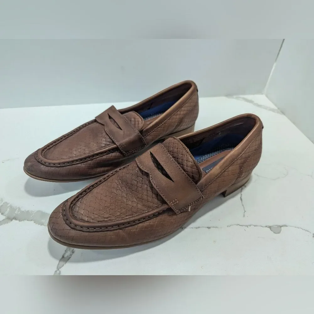 Vince Camuto Men's Garwin leather chocolate brown Loafers shoes oxford dress 12